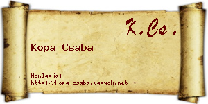 Kopa Csaba névjegykártya